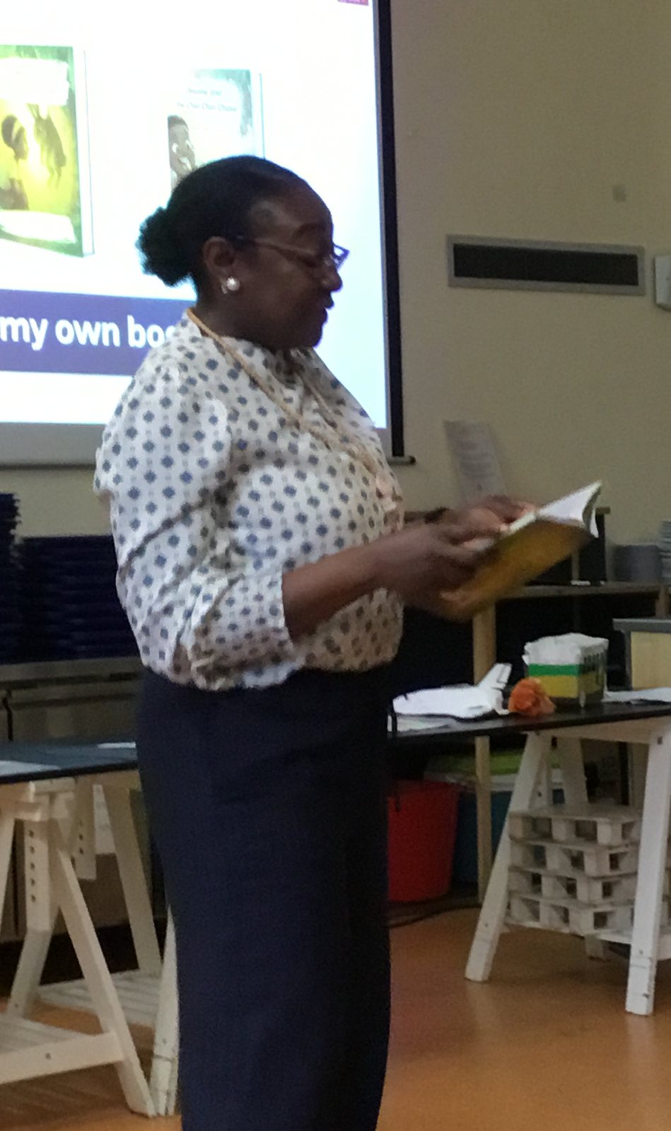 Mrs Sophia Ovonlen reading from her book