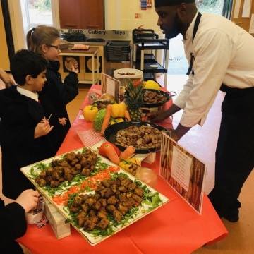 students trying out different foods