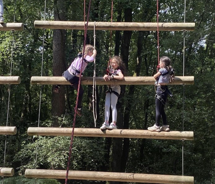 students climbing