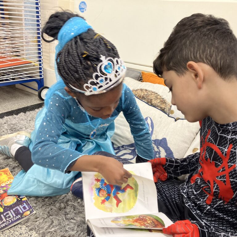 students reading